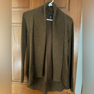 Gold Glitter Brown Cardigan Sweater